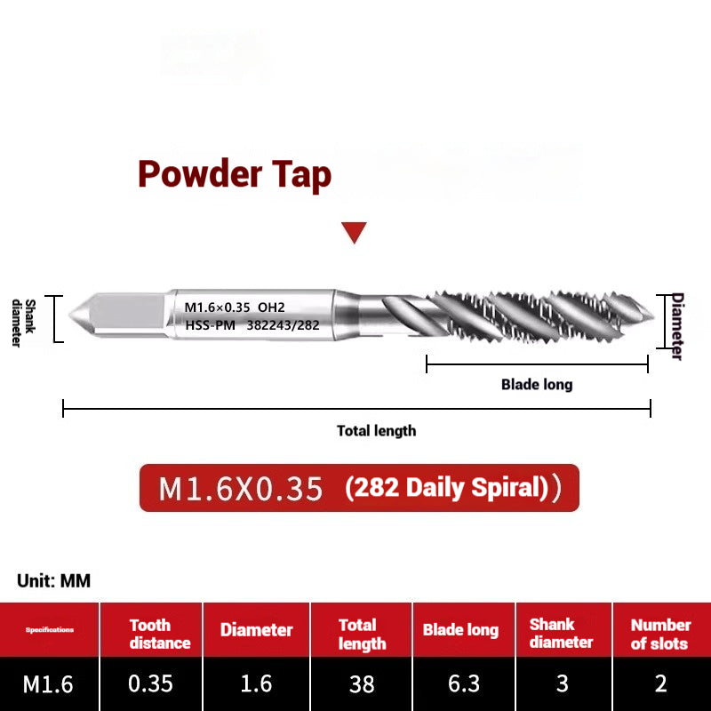 1107-OST powder high-speed steel taps Japanese standard apex screw tip spiral coarse teeth powder metallurgy tapping taps Shandong Denso Pricision Tools Co.,Ltd.